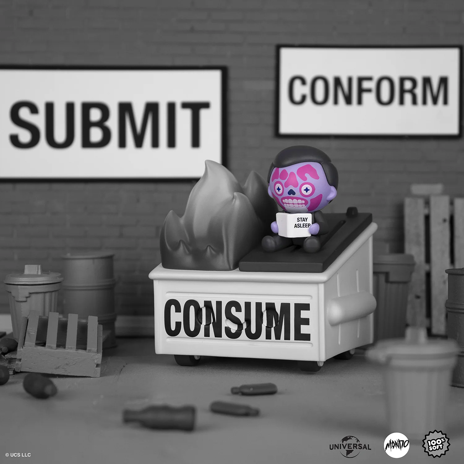 100% Soft x Mondo - THEY LIVE Dumpster Fire Vinyl Figure - Image 2