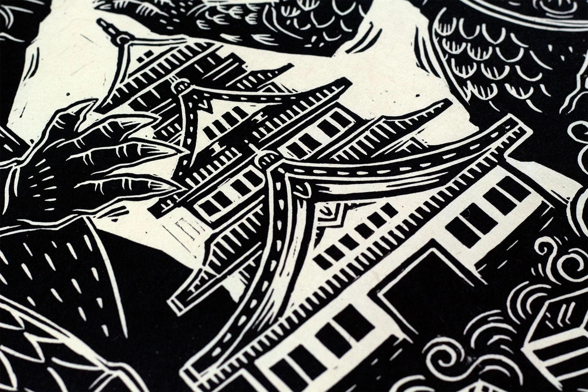 Godzilla Raids Again Linocut Poster - Image 7