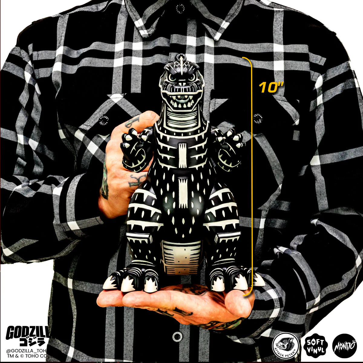 Godzilla - Vinyl Designer Figure by Attack Peter - Linocut Variant - Image 3