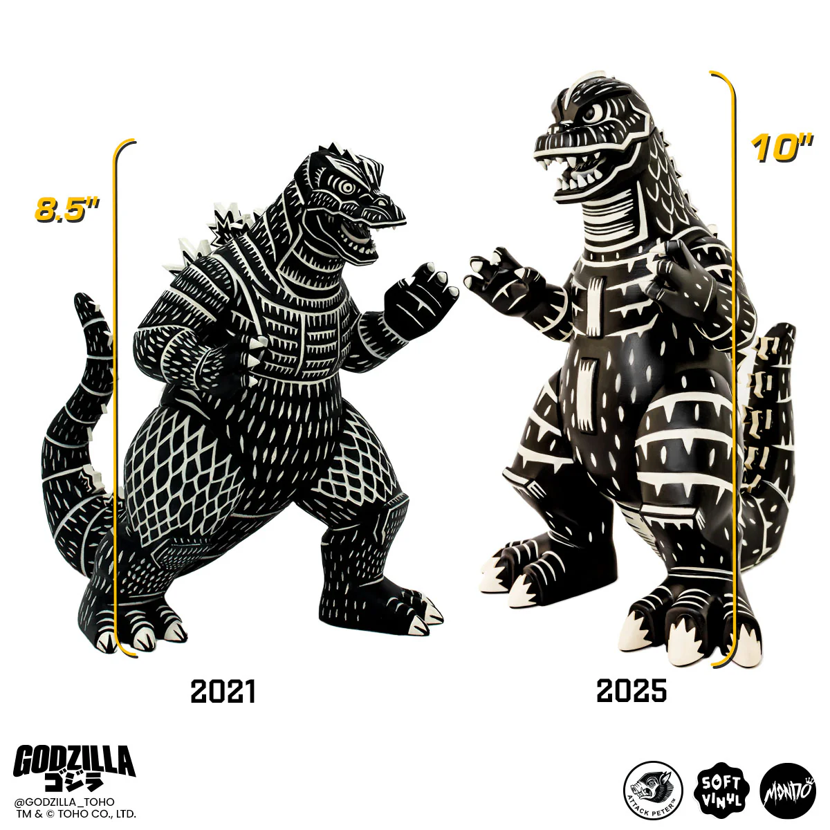 Godzilla - Vinyl Designer Figure by Attack Peter - Linocut Variant - Image 4