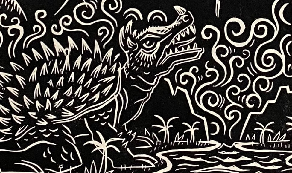 Godzilla Vs Mechagodzilla Linocut Poster - Image 2