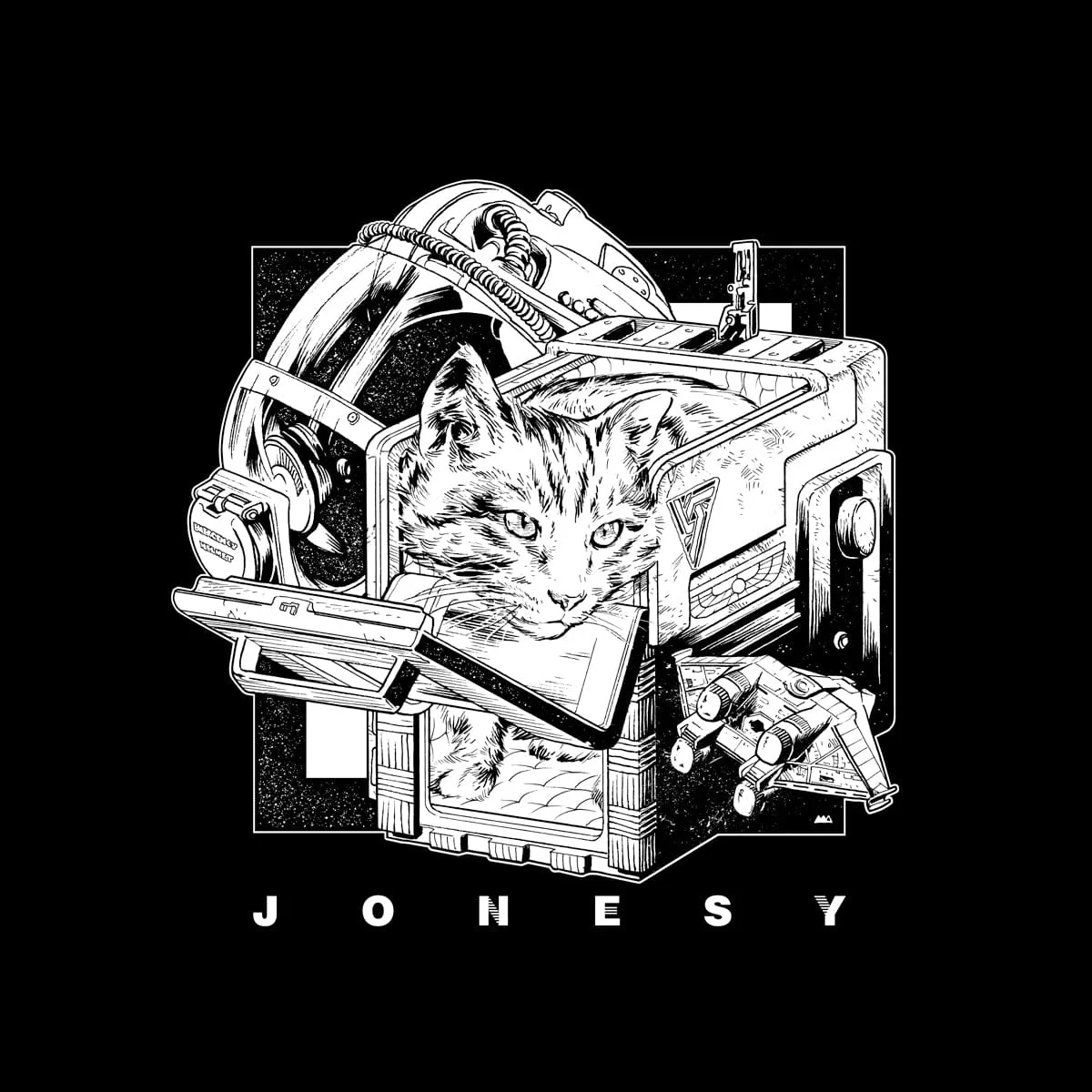 Alien – Jonesy T-Shirt (Black & White) - Image 2