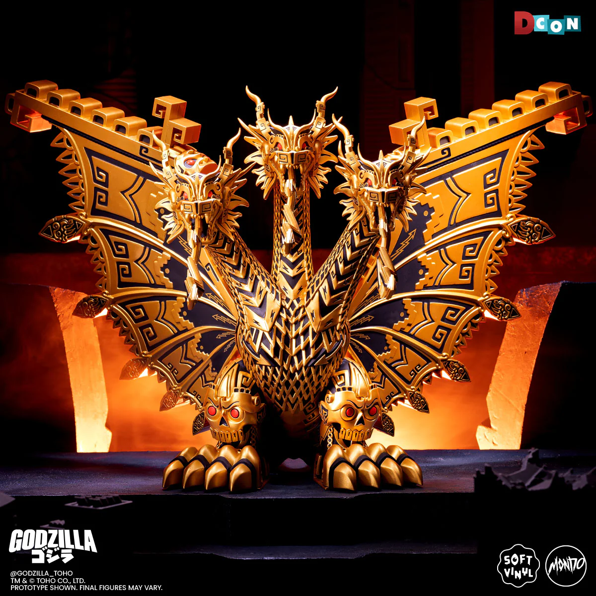 King Ghidorah - Vinyl Designer Figure by Urban Aztec - Golden Dragon Variant - Image 4