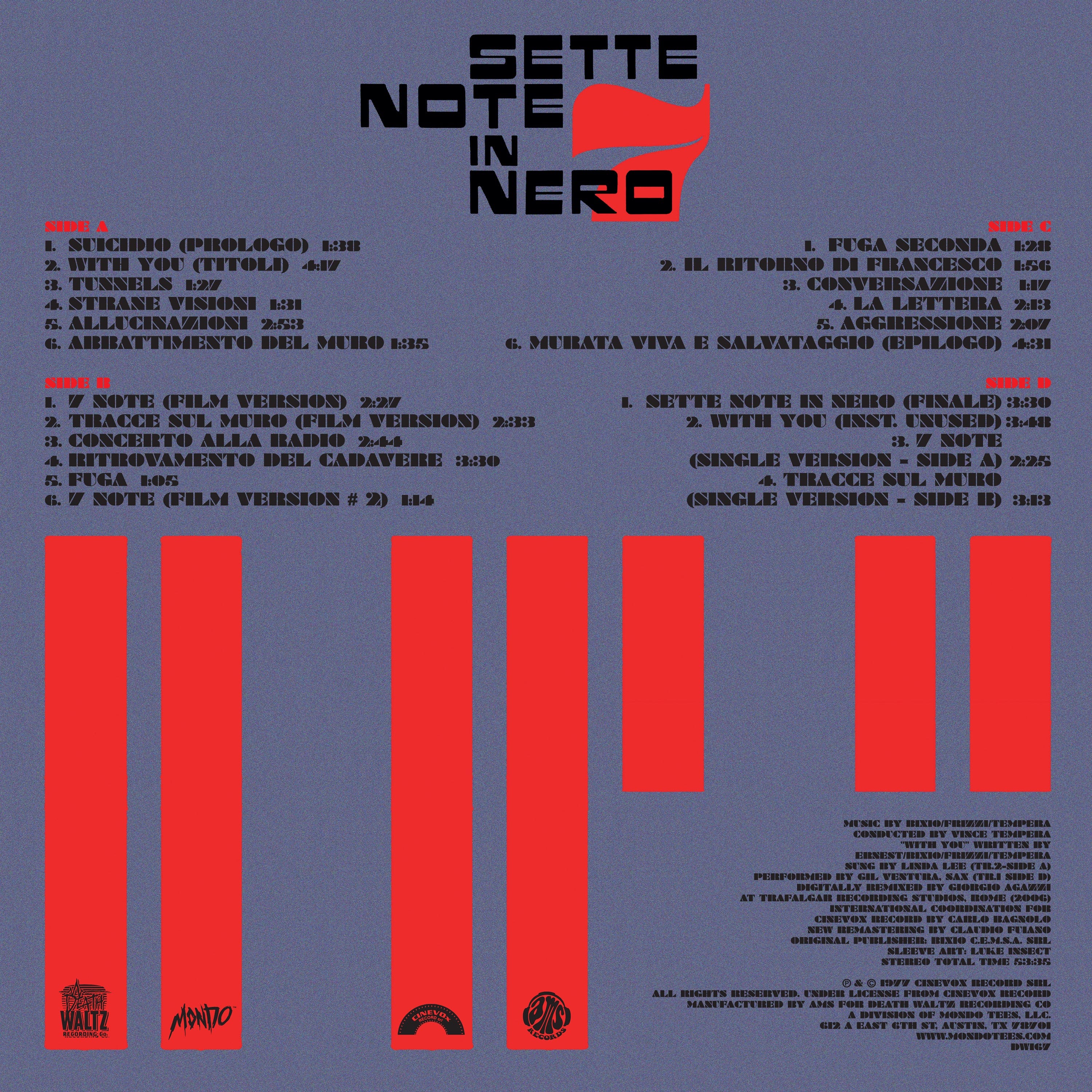 Sette Note In Nero - Original Motion Picture Soundtrack 2XLP - Image 5