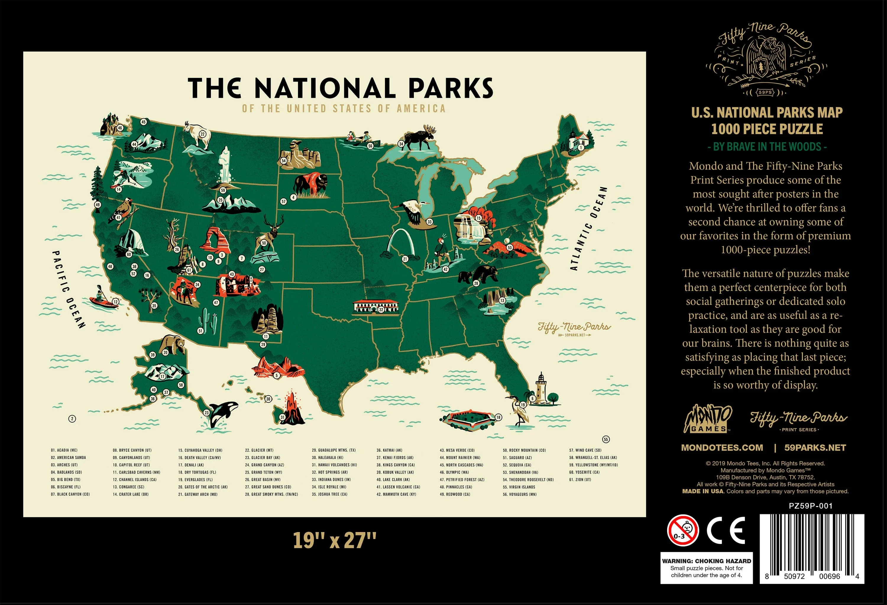 U.S. National Parks Map 1000-Piece Puzzle - Image 3